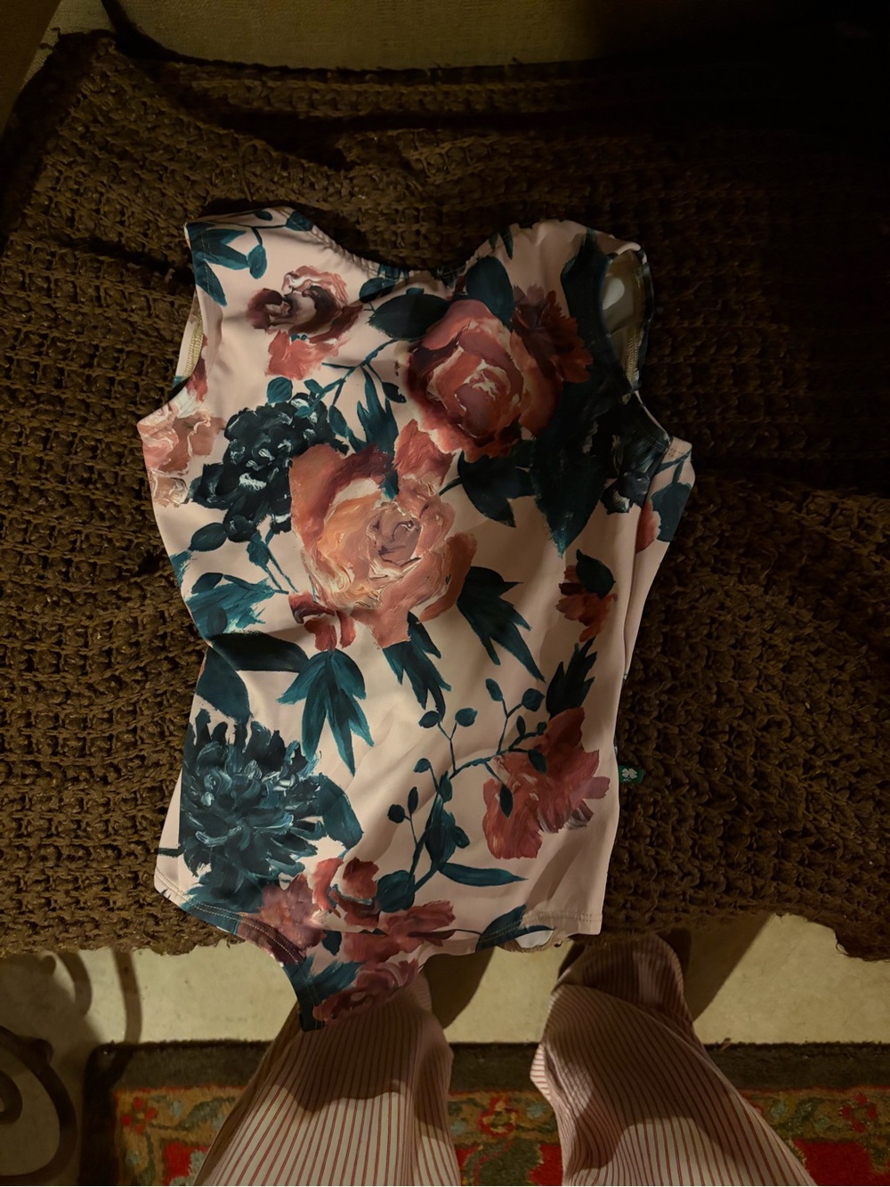 Floral Pink and Black Ballet Leotard - Picture 2 of 3